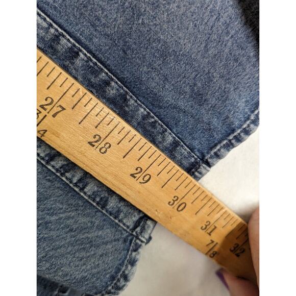 Vintage X America Womens Distressed Chambray Embroidered Jacket Sz L Bust41" - Picture 2 of 11